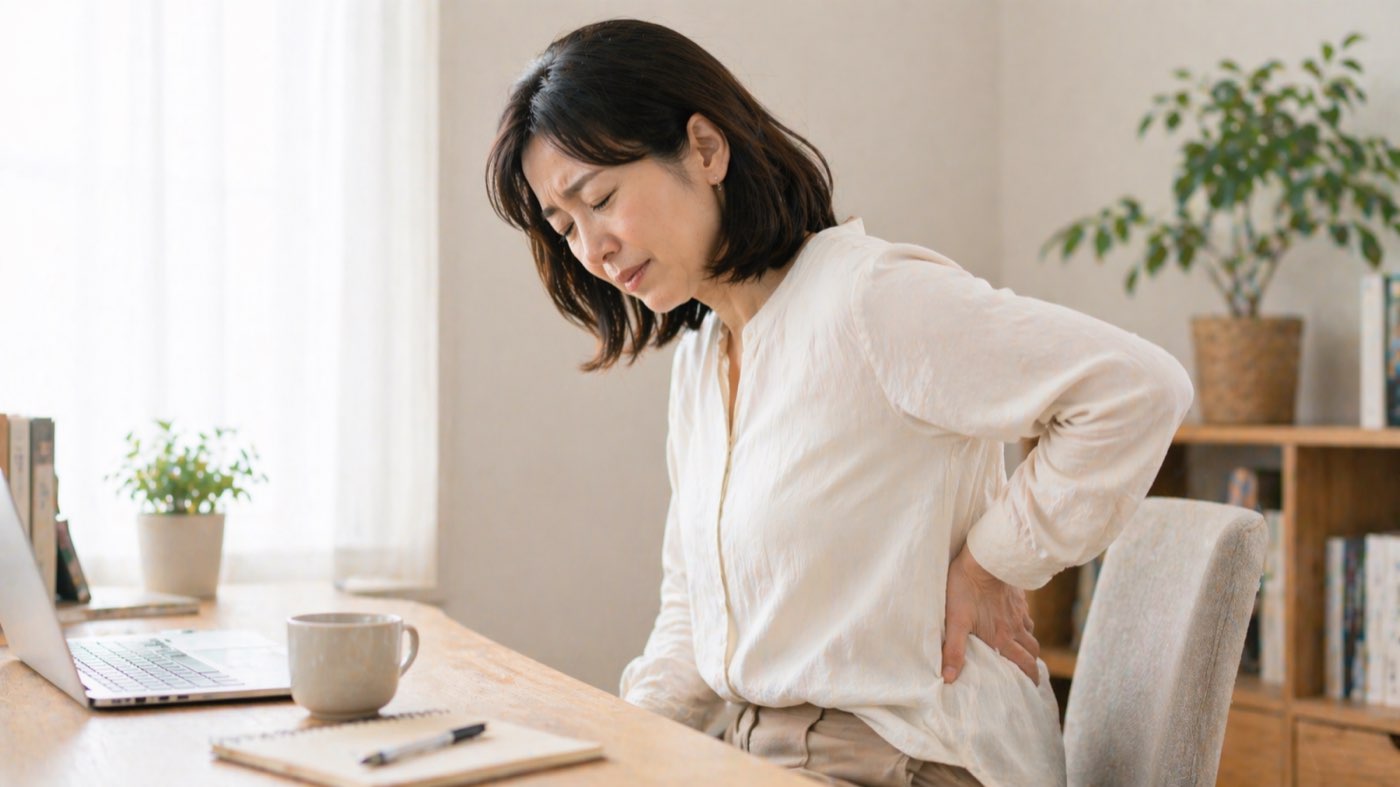 慢性腰痛に悩む女性 - 今西健はり・灸院(大阪府八尾市)