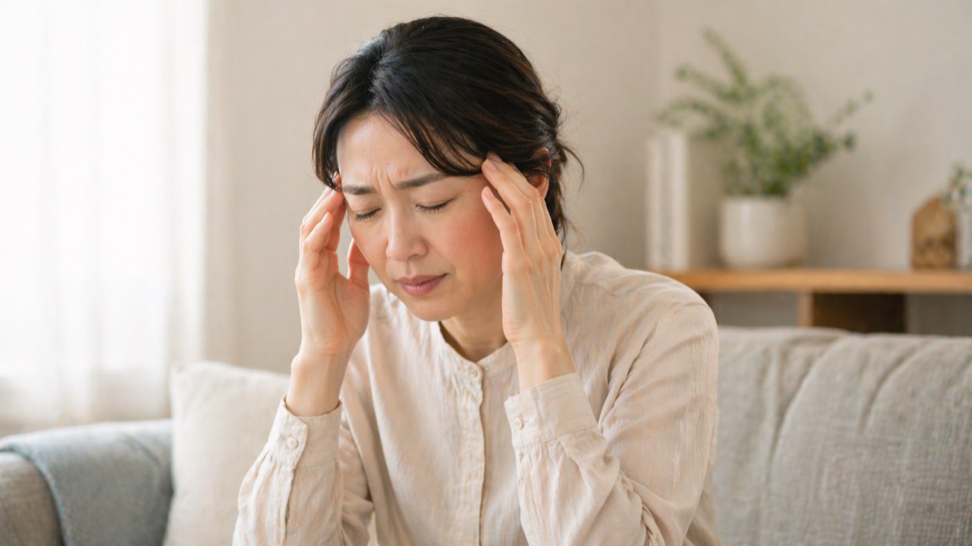 頭痛・肩こりに悩む女性 - 今西健はり・灸院(大阪府八尾市)